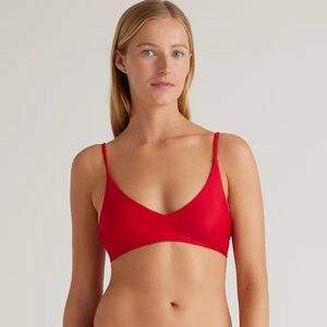 NWT QUINCE Italian V-Neck Bikini Top in Cherry
